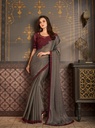 Gray Embroidered Shimmer Saree 