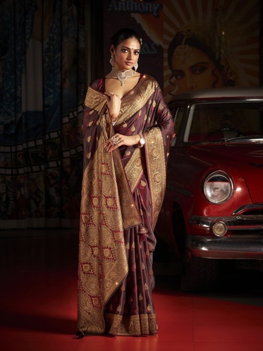 Maroon Majesty A Silk Symphony with Golden Zari